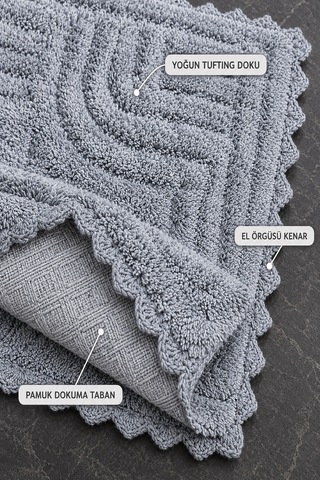 Alanur Bodrum Tufting Cotton Pamuklu El Işi Örgülü 2 Li Paspas 113 gri