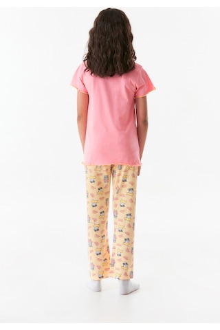 Fullamoda Kedi Baskılı Bisiklet Yaka Kız Çocuk Pijama Takımı 24mıcg631212234-pembe 24MICG631212234-Pembe