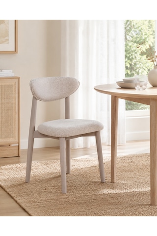 Ganni Home Alfa Sandalye 2 Li Set Krem Gri Gürgen İskeletli, Kolay Silinebilir Kumaşlı Modern Yemek Sandalyesi Krem - Gri