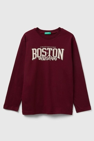 United Colors Of Benetton Erkek Çocuk 3jerc10qo-25k Uzun Kol Tshirt Bordo-2147 Bordo