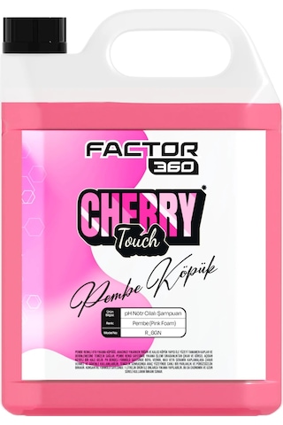 Factor360 Cherry Touch Pembe Renkli Oto Yıkama Köpüğü Oto Şampuan 1:15 Konsantre 5 L