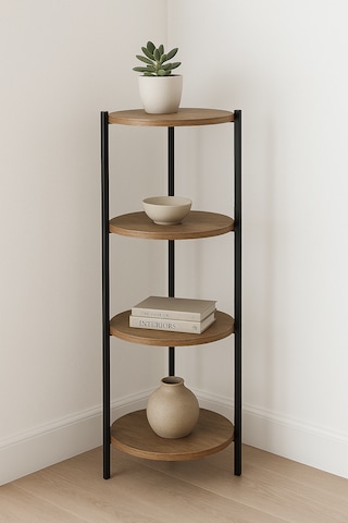 4 Katlı Raf - Çiçeklik, Organizer, Sehpa Ve Köşe Rafı Siyah