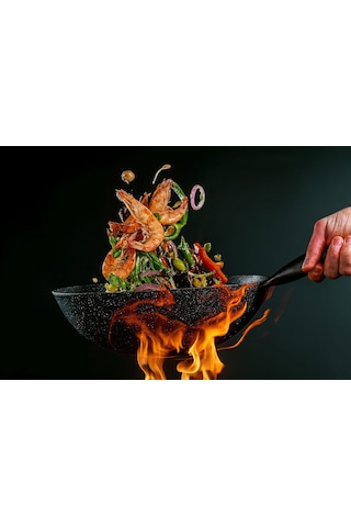 Thermoad Granit Döküm Wok Tava 28cm - Gri Gri