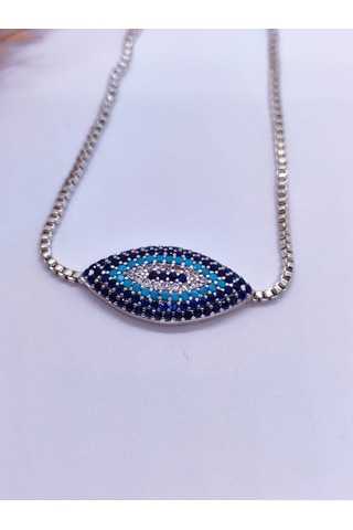 Sapphire Store Gümüş Renk Zirkon Taşlı Göz Bileklik Çok Renkli