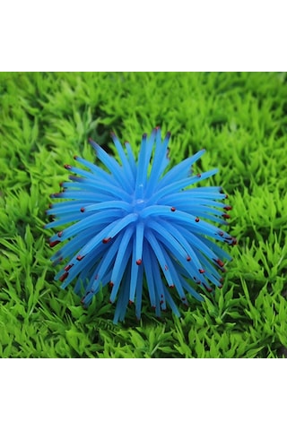 Sones Akvaryum Ürünleri Dekorasyon Tpr Simülasyonu Deniz Kestanesi Top Mercanı, Boyut: S, Çap: 7 Cm Mavi