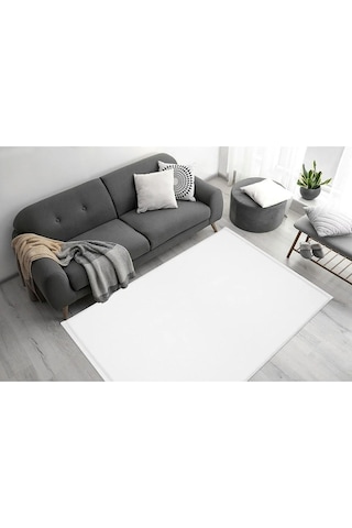 Valeryhome Vl Comfort Peluş Halı Beyaz Düz Saçaklı Beyaz Düz Saçaklı