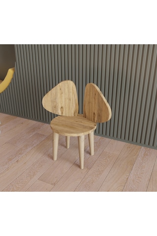 Çocuk Sandalyesi Çocuk Oturağı Fil Kulaklı Ahşap MDF Sandalye Montessori Sandalye TEKLİ Kahverengi