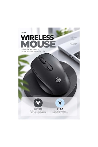 Sprange Sr-m4 Kablosuz & Bluetooth 5.4 Şarjlı Mouse Siyah Standart