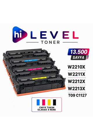 Hilevel Toner Ht-w2210x-set, Hp W2210x W2211x W2212x W2213x 13.5k 4 Renk Cmyk Ekstra Yüksek Kapasite Muadil Toner