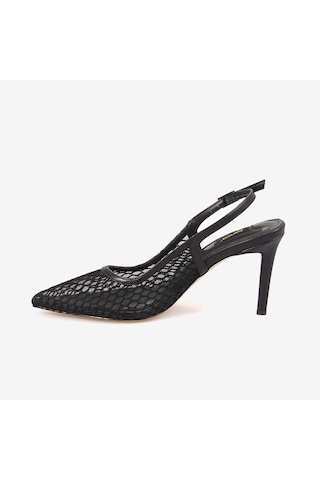 Kemal Tanca Kadın Neolit Taban Fileli Slingback 9,5cm İnce Topuklu Gece & Abiye Ayakkabı 1286 siyah