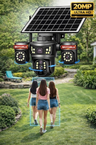 Onqam 20mp On-sg4346m 4lens 3 Ptz Kameralı 4g V380 Pro Soalr Akıllı Güvenlik Kamerası