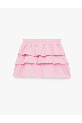 Koton Katlı Volanlı Rahat Kalıp Pamuklu Mini Spor Şort Etek Pembe 6sak40457nk Gül