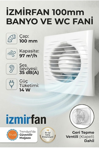 Easy 100 Bd Kapaklı Banyo Wc Aspiratör Fanı 10 Cm Sessiz Havalandırma Fanı 100 Mm Easy 100 Bd Kapaklı Banyo Wc Aspiratör Fanı 10 Cm Sessiz Havalandırma Fanı 100 Mm