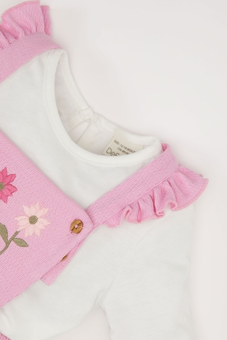 DeFacto Kız Bebek 2'li Takım Bisiklet Yaka Uzun Kollu Üst Askılı Salopet Elbise D9326A525SPPN444 Pembe