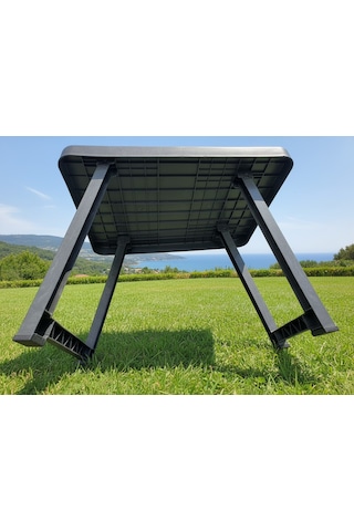 Ekstra Dayanıklı Katlanır Piknik Masası - 44x58 Cm Kaliteli Plastik Balkon Ve Bahçe Sehpası Siyah