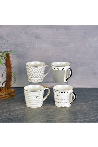 Tohana Porselen Kupa 400ml Love Serisi Desen1 Beyaz