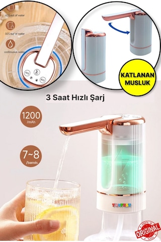 Zaman Ayarlı Katlanır Musluk 1200 Ma Bataryalı Usb İle Şarj Olabilen Elektronik Damacana Su Pompası Ak27yt0027