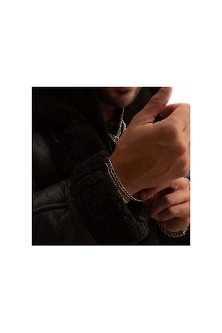 Erkek Figaro 5mm Gümüş Renk Çelik Bileklik 50892459