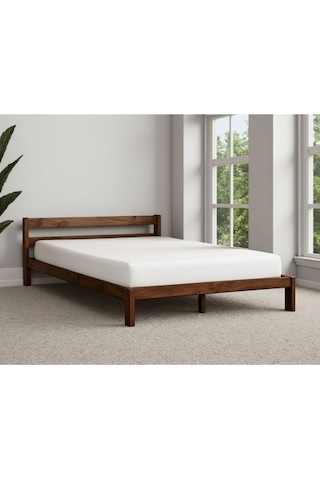 Masif Ahşap Karyola 120cm X 200cm Doğal Ahşap Ceviz Renk