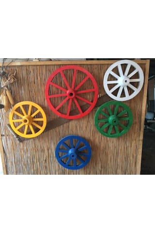 Otantik Ahşap At Arabası Tekeri 70 Cm.Kırmızı Renk Kırmızı