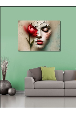 Kanvas Tablo Çiçek Yüz Ve Sanat