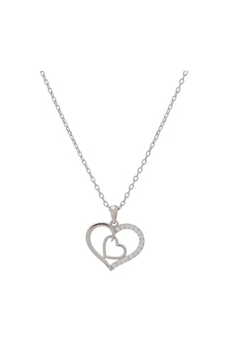 Kalp Zirkon Taşlı Model-4 925 Ayar Gümüş Kadın Kolye Gümüş