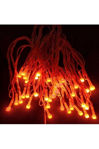 Gaman Yılbaşı Aydınlatması 10 Metre 220 Vold Sabit Aydınlatma 38 Led Işık- Fişli Turuncu