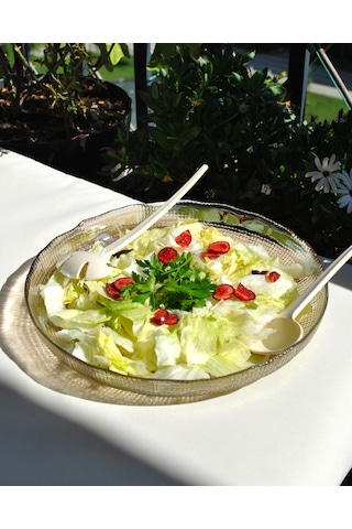 El Yapımı Füme Cam Kaşıklı Salata Kasesi Sunum Tabağı Meyve Kase