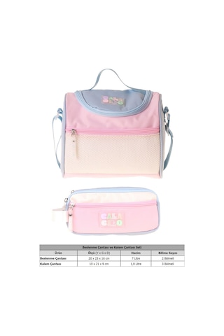 Calacilo Cloudy Pembe Mavi Renkli Kız Çocuk Pembe - Mavi Renk Beslenme Çantası Ve Kalemlik Seti - Setcc-c4087