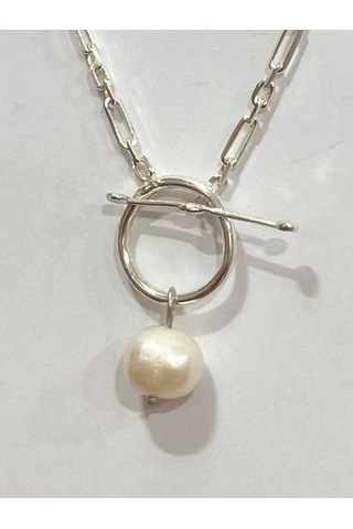 İnci Gümüş Kadın Kolyesi F1807 Beyaz