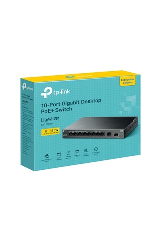 TP-LINK LS1210GP 8 Port Gigabit + 1XRJ45/1XSFP Uplınk 61 W 250 M Poe Switch