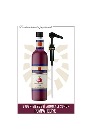 Simonelli Kahve ve Kokteyl Şurubu Ejder Meyve Aromalı 700 ML + Pompa