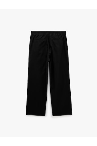 Koton Pamuk Keten Karışımlı Bol Loose Fit Beli Bağcıklı Yazlık Pantolon Siyah 6sam40160hw