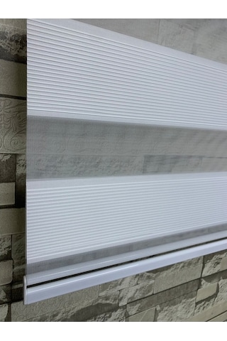 Beyaz Renk Mini Plise Desenli Zebra Stor Perde Tüm Ölçülerde (481204640)