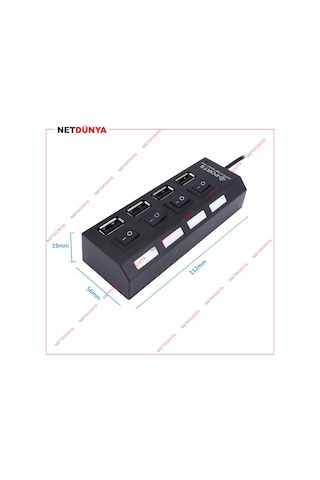 4 Port Usb 2.0 Çoklayıcı Hub Anahtarlı Işıklı On Off Düğmeli
