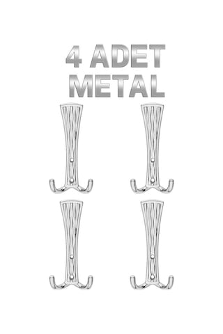 Troy Portmanto Vestiyer Duvar Dolap Elbise Askısı Krom Metal Mobilya Kapı Askılığı Askılık 4 Adet Krom
