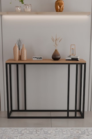 Metal Ayaklı Dresuar Dekoratif Raflı Dresuar Konsol Metal Dresuar 100 Cm Çam