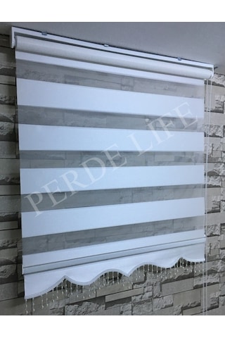 Beyaz Renk Mini Plise Desenli Zebra Stor Perde Tüm Ölçülerde (153587042)