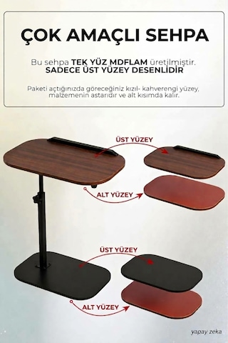 Ayarlanabilir Mdf Laptop Sehpası Ayaklı Çok Amaçlı Sehpa 30x40 Cm Ceviz