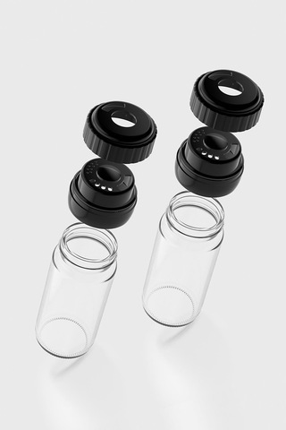 Renga Hibrit 244 Ml Siyah Kapaklı 2'li Cam Baharatlık Seti 161005 Siyah