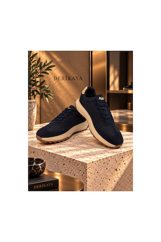 Derikaya Erkek Bağcıklı Kontrast Tabanlı Günlük Sneaker Lacivert