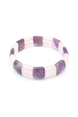 Murty99 Hakiki Pembe Kuvars Ametist Taşı Bileklik Mor