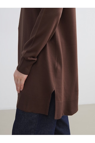 Lcw Eco Kahverengi Bisiklet Yaka Kadın Triko Tunik