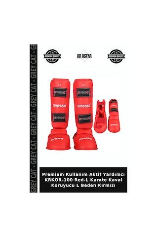 Premium Kullanım Aktif Yardımcı Krkor-100 Red-l Karate Kaval Koruyucu L Beden Kırmızı