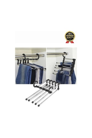 Çok Fonksiyonlu Organizer Katlanabilir Kumaş Kot Eşarp Hareketli Dolap İçi Pantolon Askılığı 5 In 1 Çok Renkli