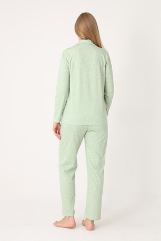 Nbb Kadın Yeşil Moon And Stars Önden Düğmeli Pijama Takım YESIL