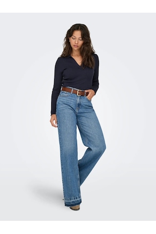 Only Onlkaya Ls Polo Knt Noos Kadın Polo Yaka Triko Kazak 15344841 Lacivert