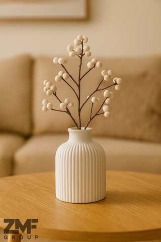 Dekoratif Minimal Pampas Vazo 10 Cm Beyaz