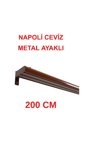 Napoli Metal Başlıklı Üçlü Dekoratif Ray Korniş Modern Rustik-ceviz 200 Cm Ceviz