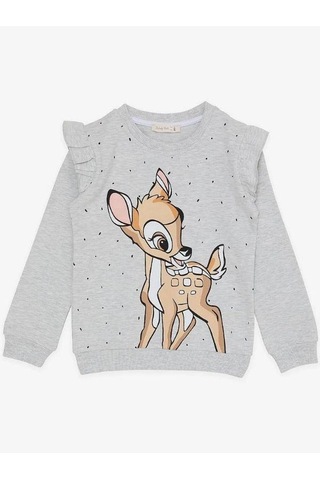 Kız Çocuk Pamuklu Ceylan Baskılı Eşofman Takım-15206 Gri